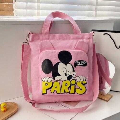 2021 Fashion Brand Students Schoolbag Disney Mickey Girl Tutorial Bag Children Cute Cartoon Shoulder Bag Messenger Bag