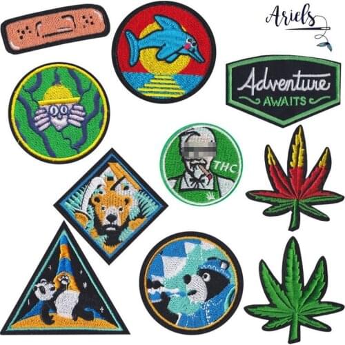 50pcs/Lot Embroidery Patches Letters Clothing Decoration Accessories Animal Whale Diy Iron Heat Transfer Applique Weird Stuff