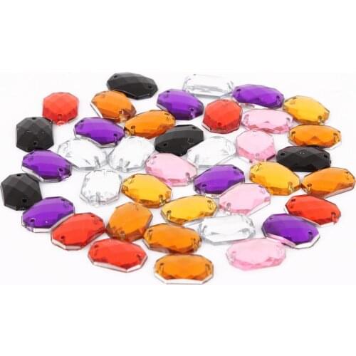 New 50/100Pcs Mixed Size Multicolor Rectangle Crystal Flatback Rhinestone Acrylic Beads For Clothes Sewing Decoration DIY Craft