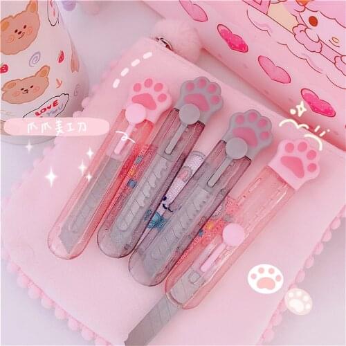 1PC Cute Cats Paw Shape Portable Utility Knife Paper Cutter Cutting Paper Razor Blade Office Stationery