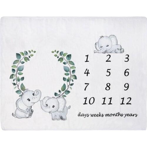 Baby Monthly Record Growth Milestone Blanket Newborn Soft Flannel Swaddle Wrap Photography Props Background Cloth