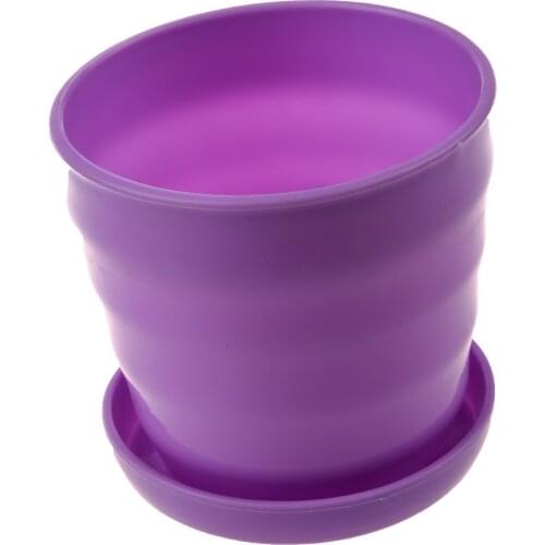 Wholesale Plastic Round Flower Plant Pot Planter Holder With Tray Home Office Garden Decor Purple