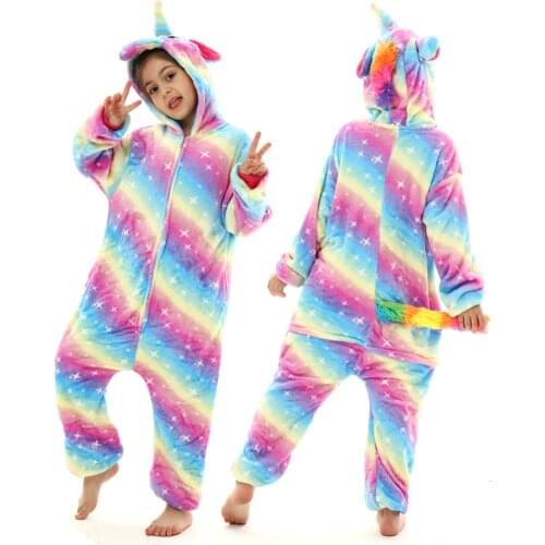 Girls Unicorn Kigurumi Pajamas Kids Onesie Cartoon Pyjamas for Girls Baby Pijamas Winter Jumpsuit for Kids Childrens Costumes