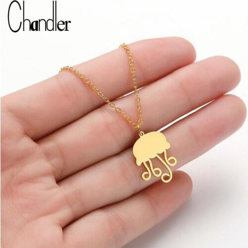Chandler Jellyfish Necklaces Stainless Steel Pendant For Kids Ocean Charm Everyday Necklace Gift For Her Animal Jewelry
