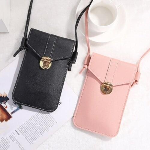 Transparent Touch Screen Retro Simple Mobile Phone Bag 2021 Women PU Chain Messenger Bags Small Flap Bag Mini Shoulder Bag