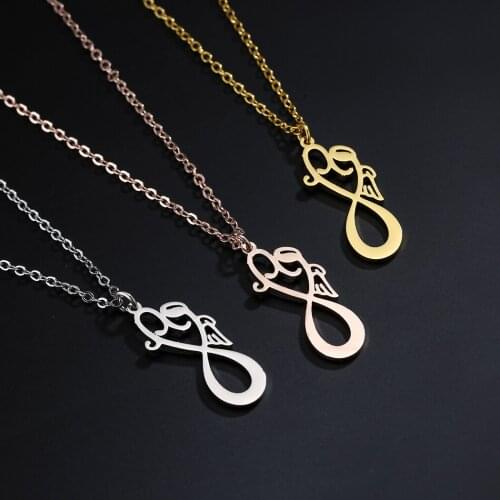 QIMING Angel Baby Infinity Pendant Necklace For Women Ladies Miscarriage Memorial Jewelry Gift Baby Loss Necklace