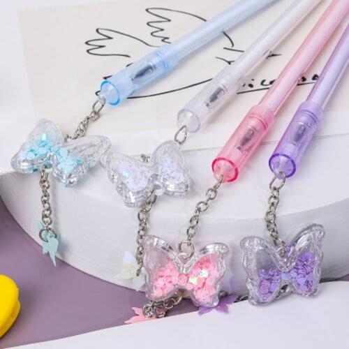 36 pcs/lot Creative Butterfly Pendant Gel Pen Cute 0.38mm Black Ink Neutral pens Office school Writing Supplies stationery gift