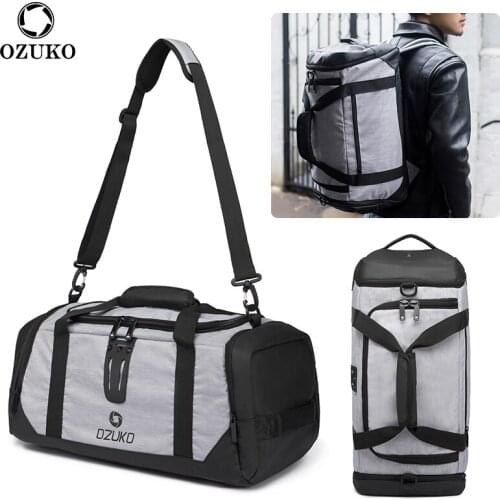 OZUKO Fashion Men Women Backpack Waterproof Travel Bags Large Capacity Luggage Bag Duffel Bag Male Shoulder Leisure hand bag