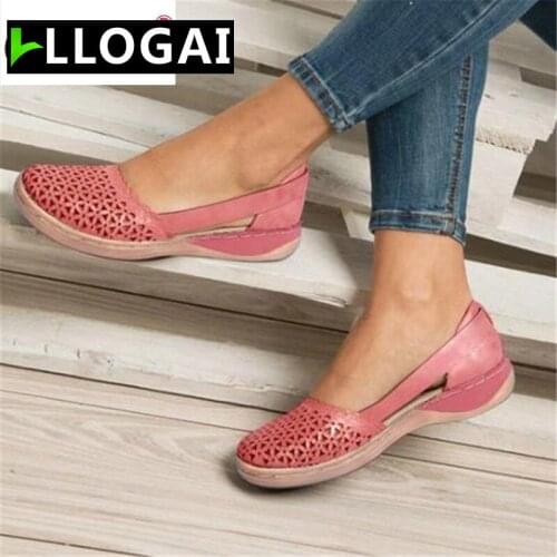 Womens Sandals 2021 Summer Ladies Shoes Leather Breathable Sandals Women Flats Retro Style Support Slipper Woman Shoes Sandalen