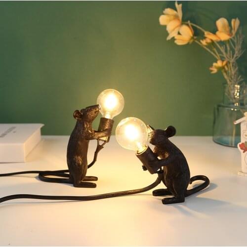 Modern Animal Mouse LED Table Lamp Nordic Resin Mouse Light Home Living Room Bedroom Bedside Restaurant Aisle Lighting Decorativ