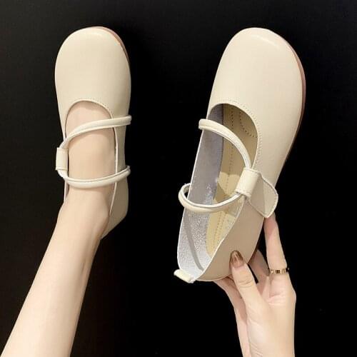 Shallow mouth single shoes women 2020 autumn new wild flat-bottomed grandma shoes fashionable wild student peas womens shoes