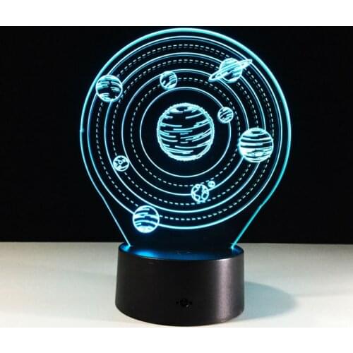 The universe A planet 3D Lamp Creative Small Desk Lamp The Solar System Night Light USB 7 Color chang Light As Childrens Gift