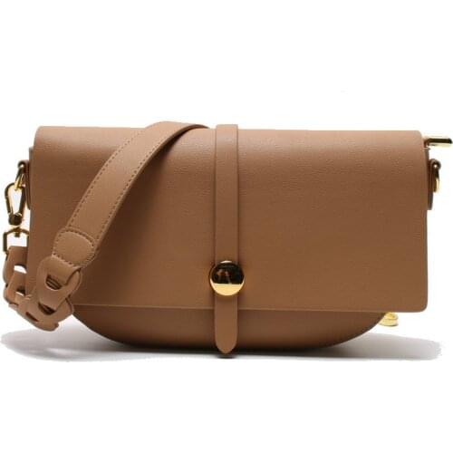 2 Straps Genuine Leather Shoulder Bag Women 2021 Saddle Bag Female Messenger Bag Fashion Shoulder Underarm Bags Korean Style