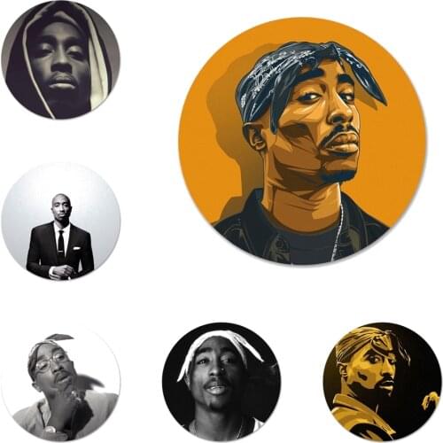 58mm 2pac Tupac Icons Pins Badge Decoration Brooches Metal Badges For Clothes Backpack Decoration
