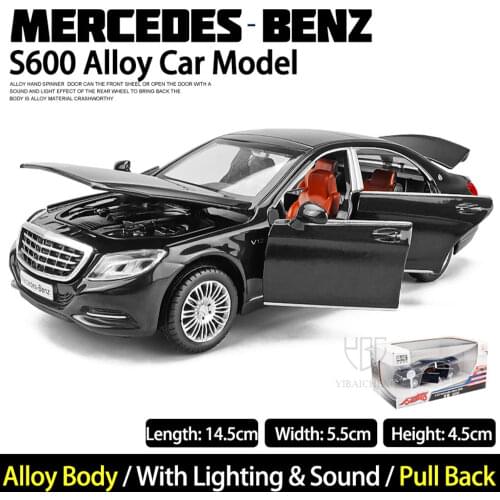 1/32 Mercedes Benz S600 Alloy Diecast Car Models Maybach S600 C63S Metal Vehicles Models Toys Genuine License Gifts For Children