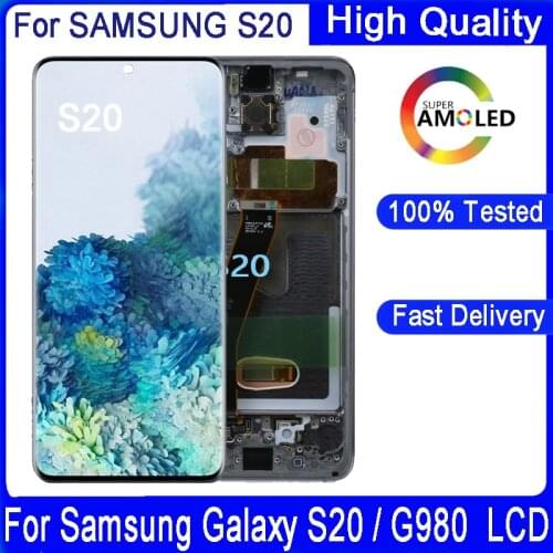 100% Original New 6.2" LCD For Samsung Galaxy S20 G980 G980F G980F/DS LCD Display Touch Screen Digitizer with Frame
