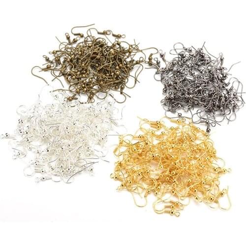 100 Pcs Plated Silver Earring Hook Coil Ear Wire for Jewelry Making 4 Colors