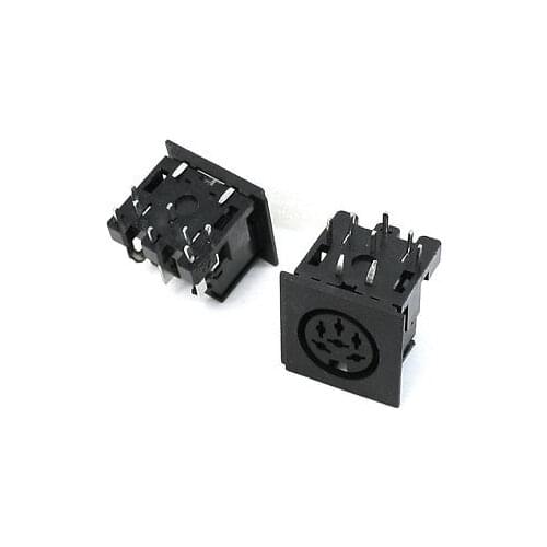 2 Pcs Computer Replacement S-video DIN 6 Mini Pin Female Sockets