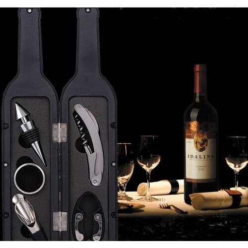 30Set/lot 3pcs & 5pcs/set Wine Bottle Opener Stopper Pourer Accessories Corkscrew Kit Foil Cutter Holder Wine Opener Wine Tools