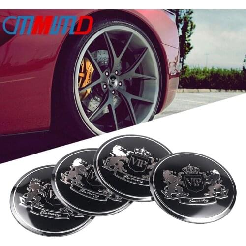 4pcs Car Styling New 56mm aluminum VIP Car Wheel Center Hub Cap Sticker Emblem Badge Sticker For FIAT Audi BMW Honda Nissan