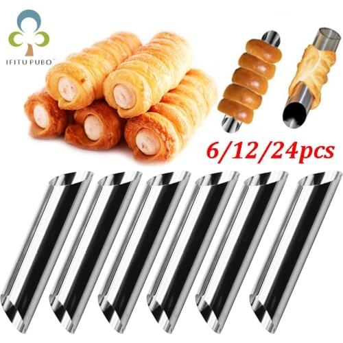 6/12/24pcs Stainless Steel Cannoli Forms Food Grade Cream Horn Mould Cake Horn Mould Cannoli Tubes shells Pastry Baking Mold ZXH