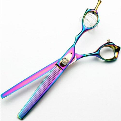 7 inch rainbow color dog grooming straight thinning scissor set