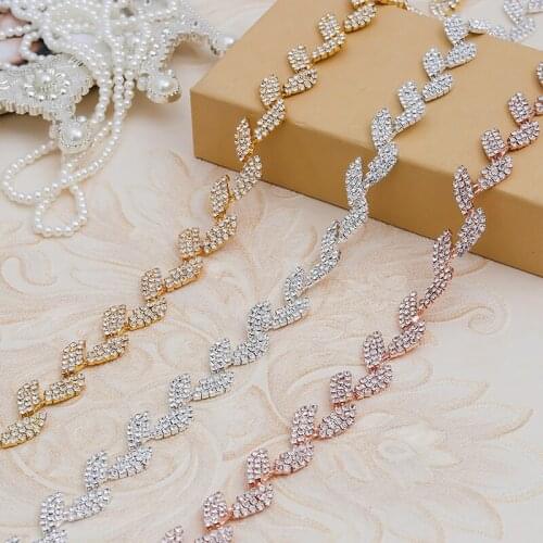 WENXI 5YARD Handmade Clear Silver Hotfix Crystal Rhinestones Applique Accessories Trim For Bridal Dress Belt WX946