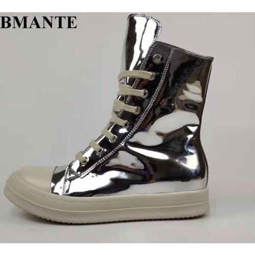 Bmante Men Shoes Genuine Leather Lace up Zipper Male Adult High Ankle Boots Flats Sneakers for men Gothic Dark Owen Winter 2020