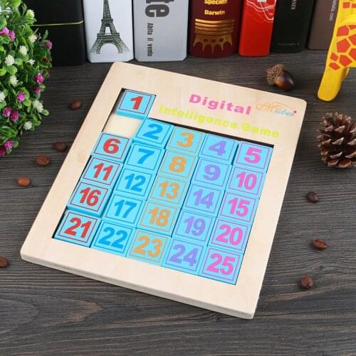 Digital Huarong Road Children Educational Learning Sliding Piece Puzzles Adults Desktop Decompression Game Kids Wood Jigsaw Toys