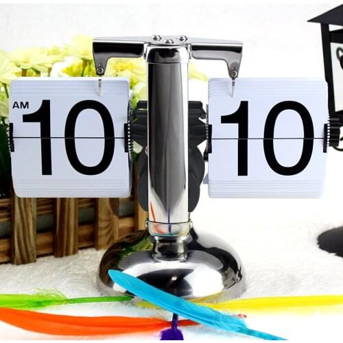 Flip Digital Clock Small Scale Table Clock Retro Flip Clock Stainless Steel Flip Internal Gear Operated Quartz Clock Home Decor
