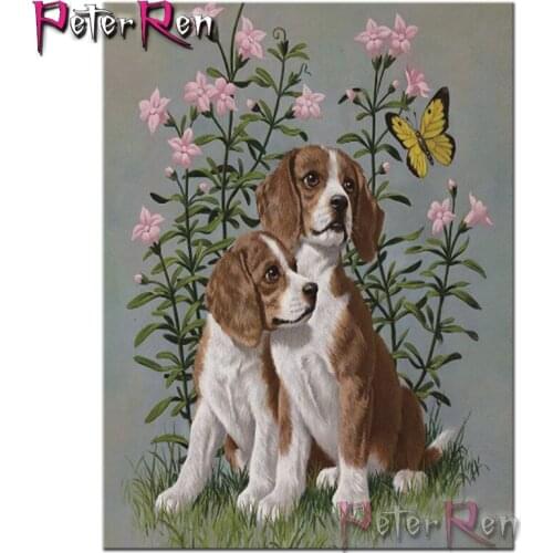 Flower and dog 5D DIY Diamond Painting Animal Full Square/Round Diamond Embroidery puppy butterfly Picture of Rhinestones Decor