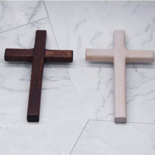 2pcs Handmade Wooden Crosses Crucifix Jesus Christ Ornaments Religious Pendant QXNB