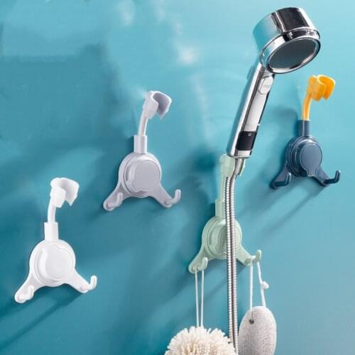ABS shower head holder Adjustable Strong suction cup Shower rose Bracket Wall Mount With 2 Hooks Stand SPA Bathroom Storage Rack