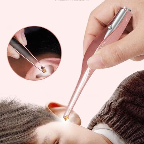 Child Glowing Ear Spoon Visual Mining Ear Picking Tool Tweezers Ear Canal Cleaning Earspoon Health Care