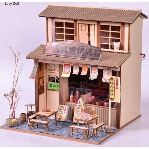 DIY DIY House Chinese Ancient Architecture Handmade Mini Wooden House With Lamp Assembly Model Creative Gift