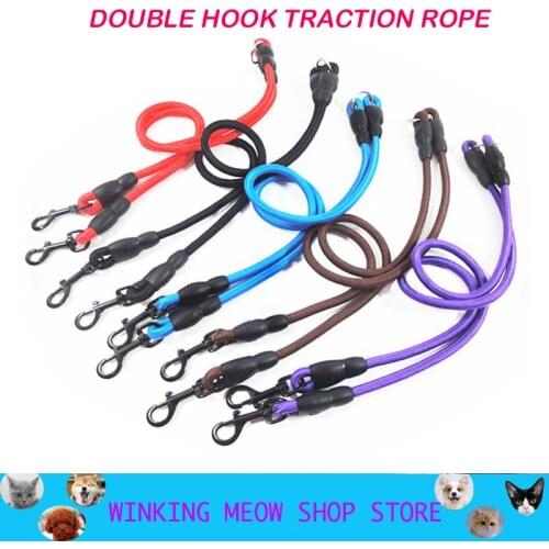 Pet Dog Double Hook Traction Rope Nylon P-Chain Walk Train Round Rope Large And Small Dogs Violet Length 70cm Accessories S-L