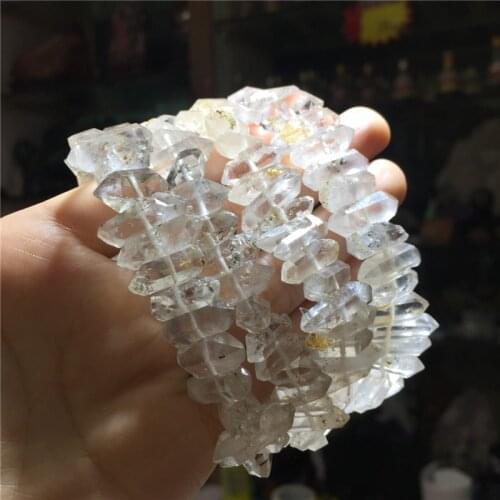 Energy crystal cute size natural stones and minerals herkimer diamond bracelet clear quartz crystal rough gemstone bracelet