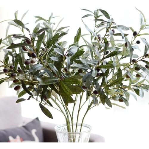 Artificial Green Plant Olive Branch Fake Silk Leaves Fruits Home Decor Wedding Party Table Decoration Home Vase Decor
