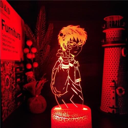 Anime The Disastrous Life of Saiki K Acrylic Led Illusion Light for Kids Child Bedroom Decor Nightlight Dropshipping Manga Gift