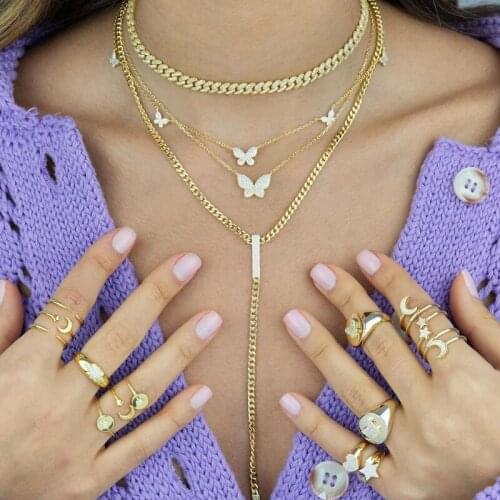 Funmode New Hot AAA Cubic Zircon Butterfly Pendant Necklace For Women Jewelry Party Accessories collier femme Wholesale FN204