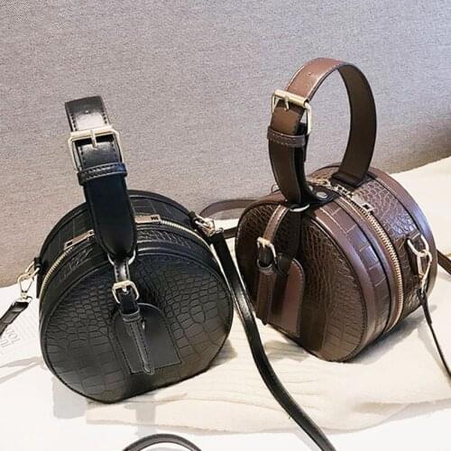 Round Handbag Fashion Messenger Shoulder Bags For Women 2020 Crossbody Bag Classic Alligator Pattern Handle Purse Bolsa