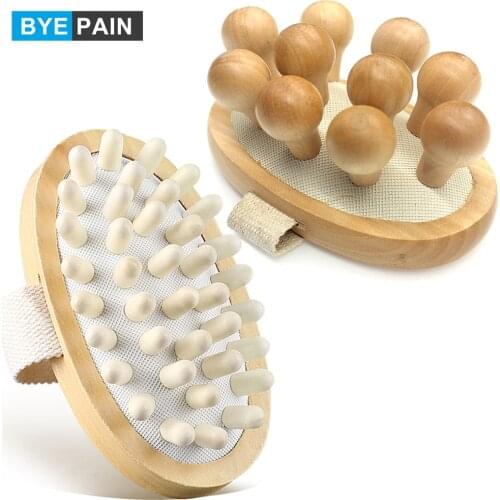 1Pcs Natural Wood Anti Cellulite Massager Body Slimming Circulation Brush Muscle Relax Palm Sauna Spa Bath Massage
