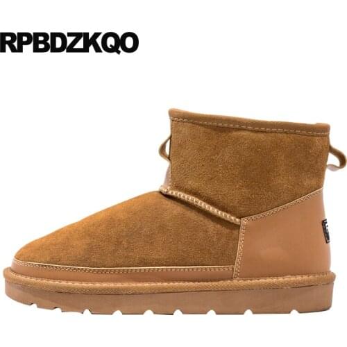 Snowboot fur brown faux 2019 suede short booties australian snow designer shoes men high quality winter boots slip on flat black