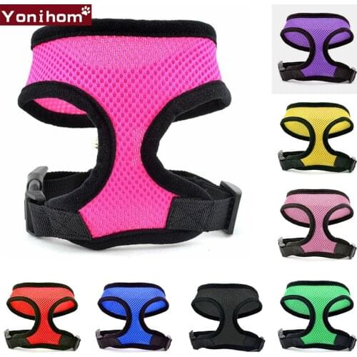 2020 New Small Medium Nylon Chest Strap Bulldog Dog Harness Vest Training for Chihuahua Puppy Soft Mesh Pet Harness Cats