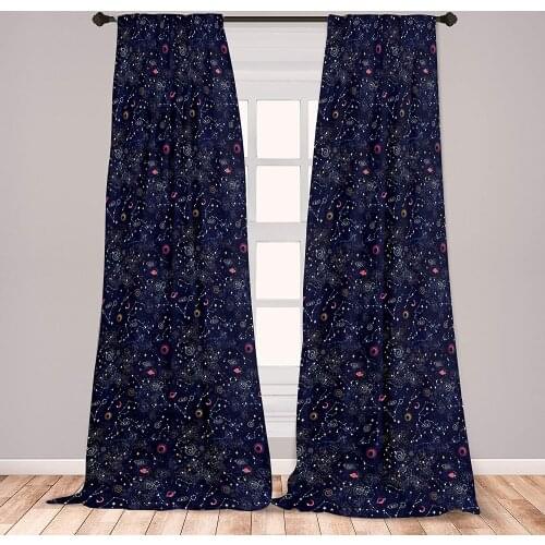 Constellation Window Curtains Star Clusters Galaxies and Planets Astrology Abstract Illustration Window Drapes with Rod Pocket
