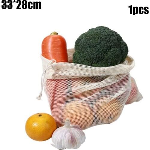 Organic Eco Friendly Storage Vegetable And Fruit Cotton Mesh Drawstring Net Bag