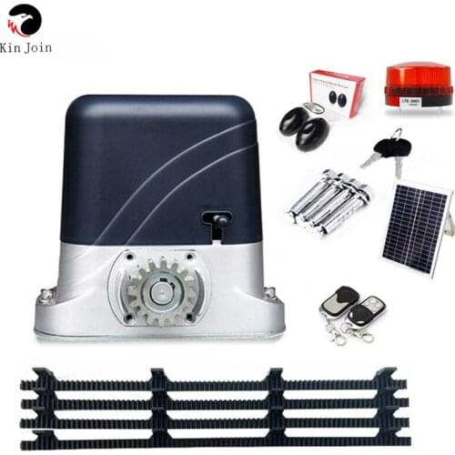 Solar system Door Opener Residential Automatic DC Sliding Gate Opener For 500KG Sliding Door with 4M Nylon racks & sensor lamp