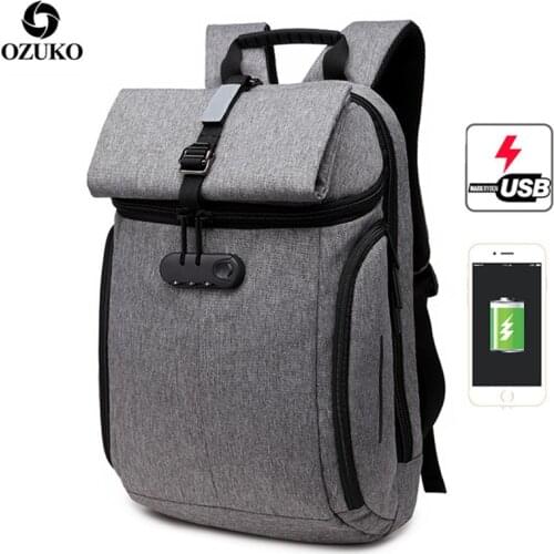 OZUKO Brand Men Backpack Oxford Wearable Breathable NO Key TSA Anti Theft Laptop Backpack school bags for teenagers Travel