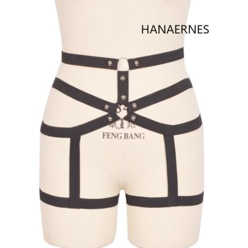 HANAERNES harajuku goth sexy lingerie suspenders leg garter belt thigh harness body cage cosplay strumpfband free size