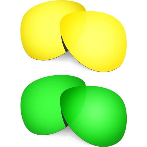 HKUCO For Plaintiff Sunglasses Polarized Replacement Lenses - Gold&Green 2 Pairs